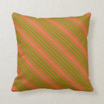 [ Thumbnail: Green and Red Colored Pattern Throw Pillow ]