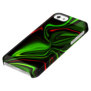 Green and red curved strokes over dark green fund permafrost iPhone SE/5/5s case