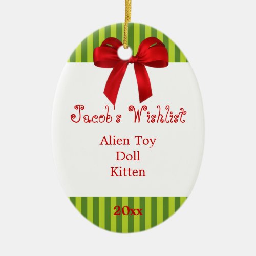 Green and Red Custom Wishlist Ornament