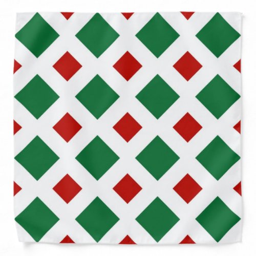 Green and Red Diamonds on White Bandana