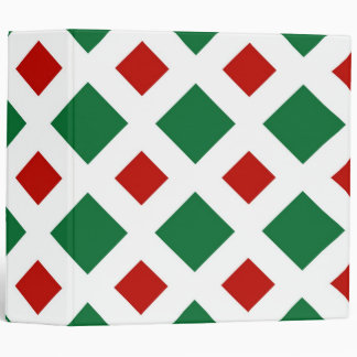 Green and Red Diamonds on White Binder