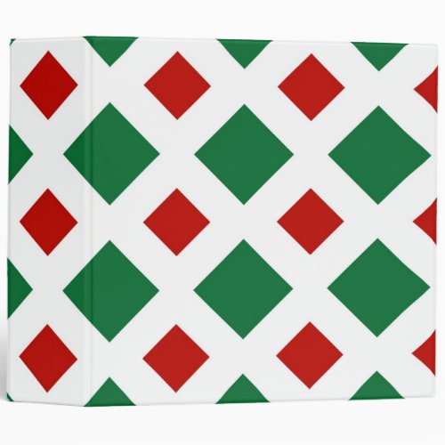 Green and Red Diamonds on White Binder