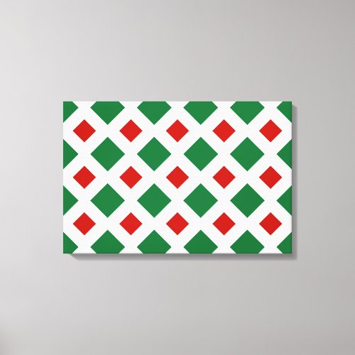 Green and Red Diamonds on White Canvas Print