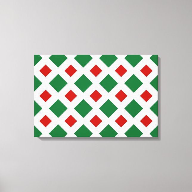 Green and Red Diamonds on White Canvas Print (Front)
