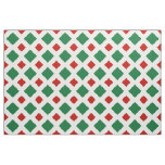 Green and Red Diamonds on White Christmas Fabric
