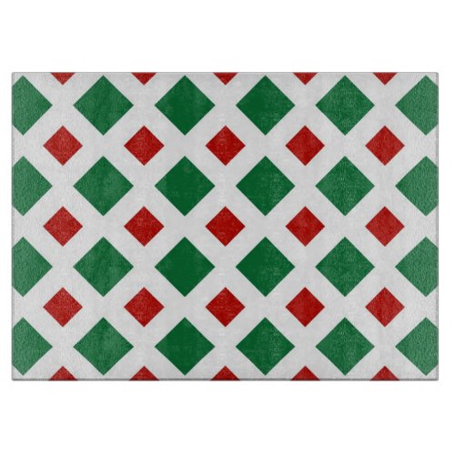 Green and Red Diamonds on White Cutting Board