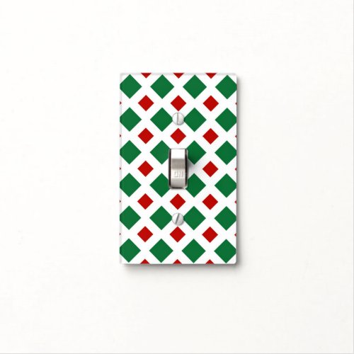 Green and Red Diamonds on White Light Switch Cover