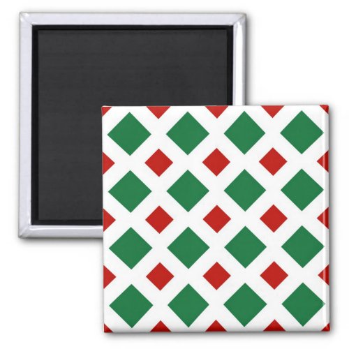 Green and Red Diamonds on White Magnet