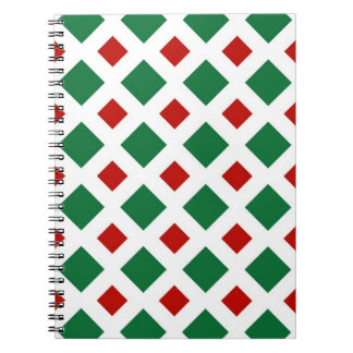 Green and Red Diamonds on White Notebook
