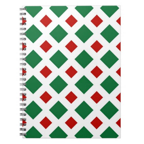 Green and Red Diamonds on White Notebook