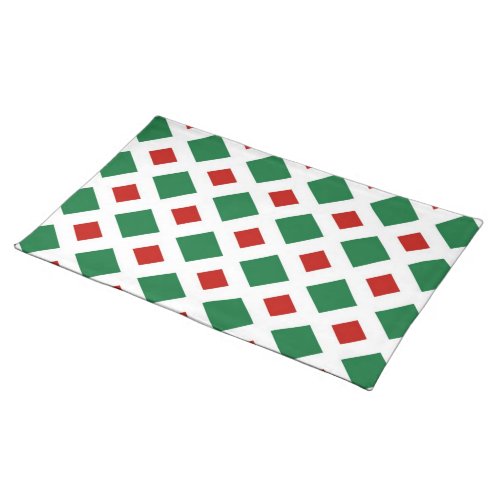 Green and Red Diamonds on White Placemat