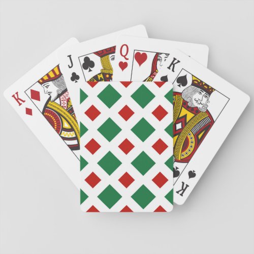 Green and Red Diamonds on White Poker Cards