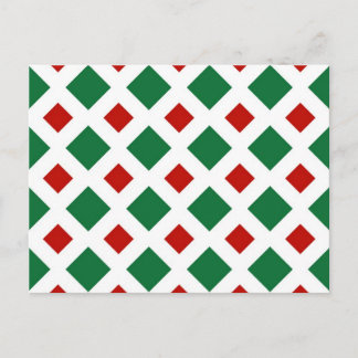 Green and Red Diamonds on White Postcard