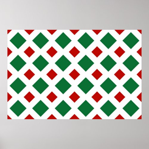 Green and Red Diamonds on White Poster
