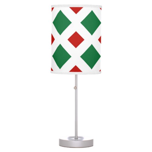 Green and Red Diamonds on White Table Lamp
