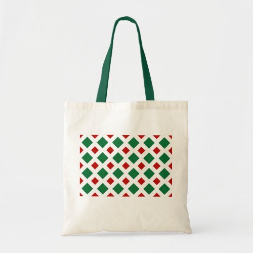 Green and Red Diamonds on White Tote Bag
