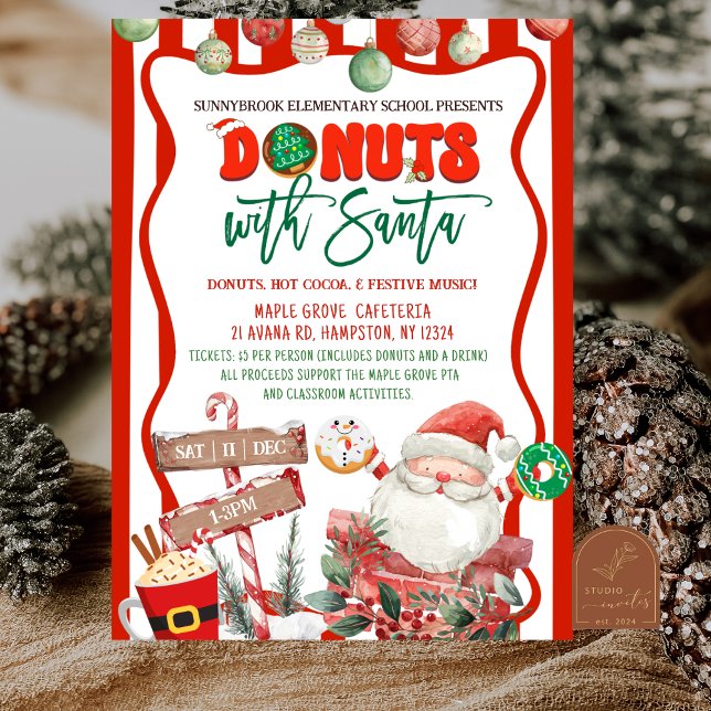 Green and Red Donuts with Santa Invitation (Creator Uploaded)