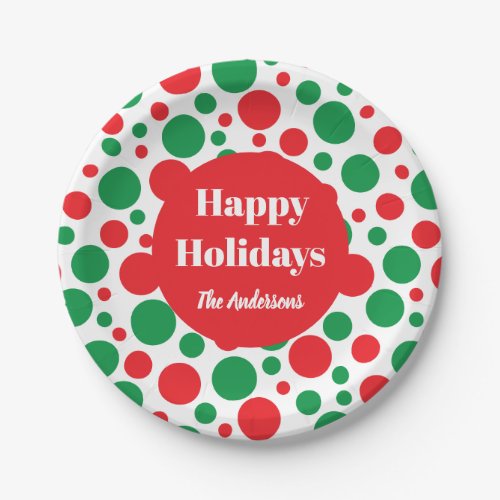 Green and Red Dot Holiday Paper Plates