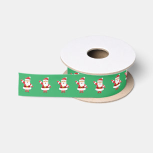 Green and Red Father Christmas Gift Ribbon