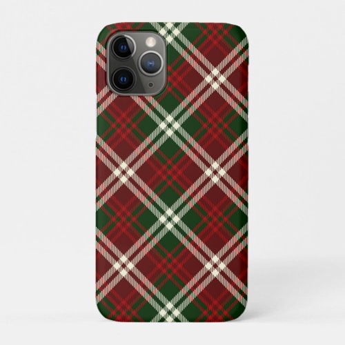 Green and Red Festive Christmas Plaid Pattern iPhone 11 Pro Case