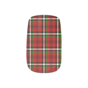 Green and Red Festive Christmas Plaid Pattern Minx Nail Art
