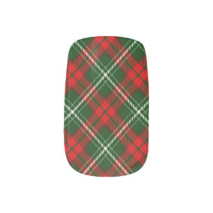 Green and Red Festive Christmas Plaid Pattern Minx Nail Art