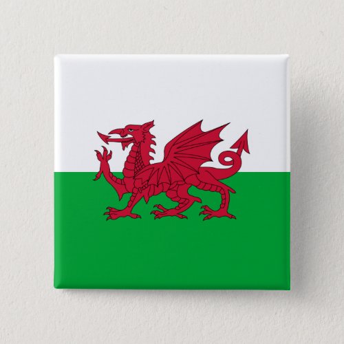 Green and Red Flag of Wales with Dragon Button
