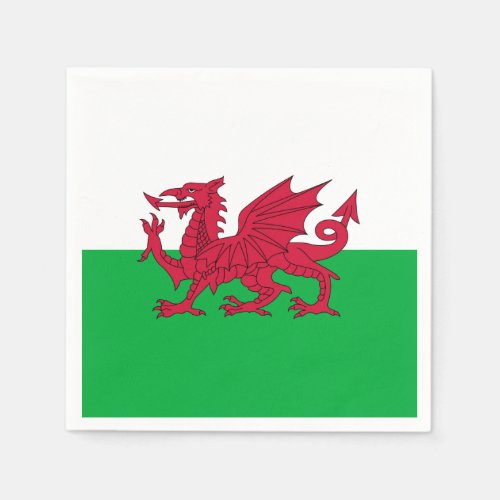 Green and Red Flag of Wales with Dragon Napkins