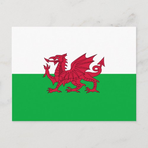 Green and Red Flag of Wales with Dragon Postcard