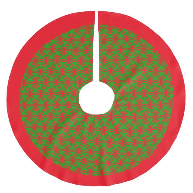 Green and Red Flower of Life Brushed Polyester Tree Skirt (Front)