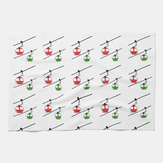 Green and red gondolas Christmas kitchen towels (Horizontal)