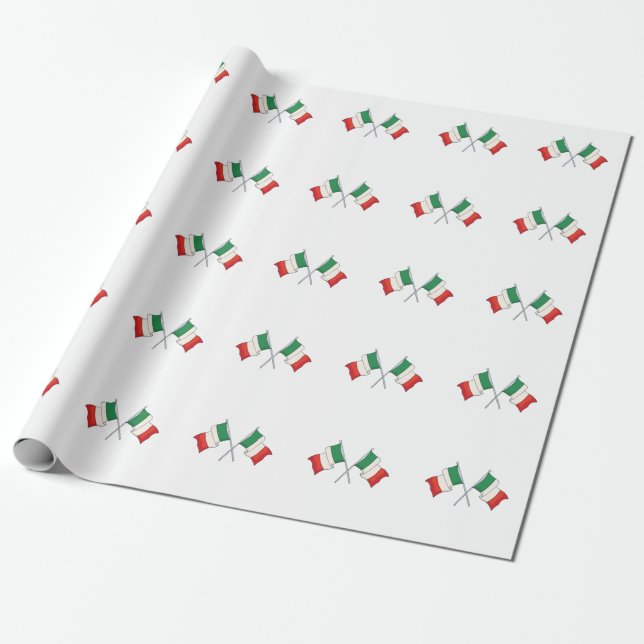 Green and Red Italian Flag Pattern Wrapping Paper (Unrolled)