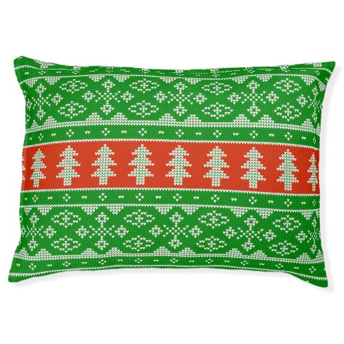 Green and Red Knit Sweater Dog Bed