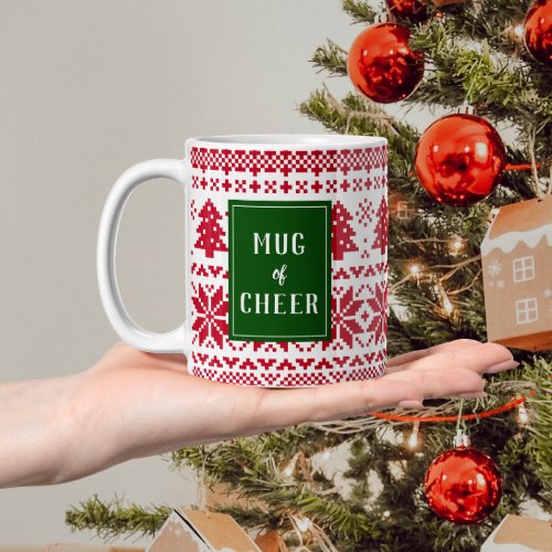 Green and Red Knit Sweater Mug of Christmas Cheer