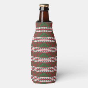 Green and red Latvian Latgale Ethnic Folk art Bottle Cooler