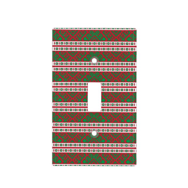 Green and red Latvian Latgale Ethnic Folk art Light Switch Cover (Front)