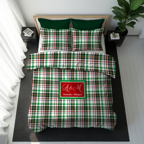 Green and Red Merry Christmas Plaid Bedding Gift