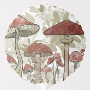 Green and Red Mushrooms Balloon