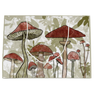 Green and Red Mushrooms Large Gift Bag