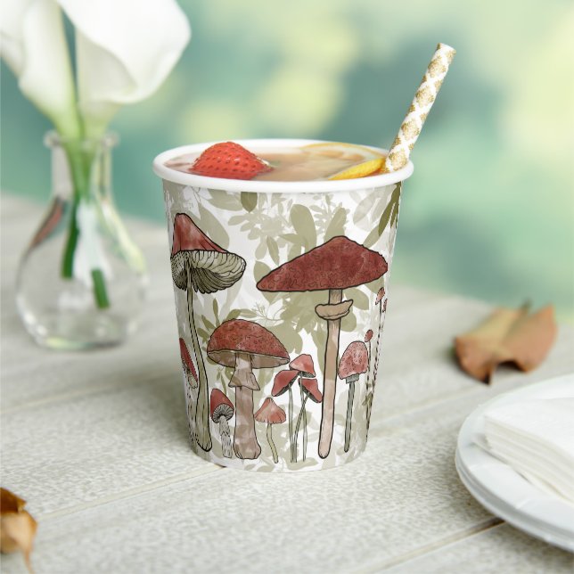 Green and Red Mushrooms Paper Cups (Insitu)