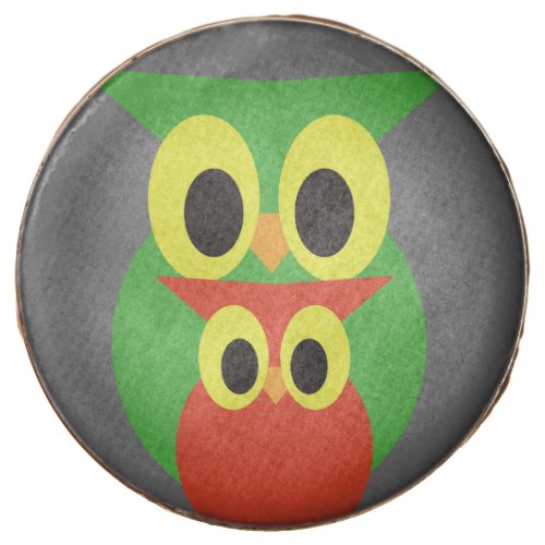 Green and Red Owls Chocolate Covered Oreo