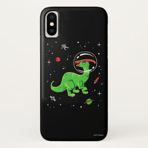 Green And Red Parasaurolophus Dinos In Space iPhone X Case