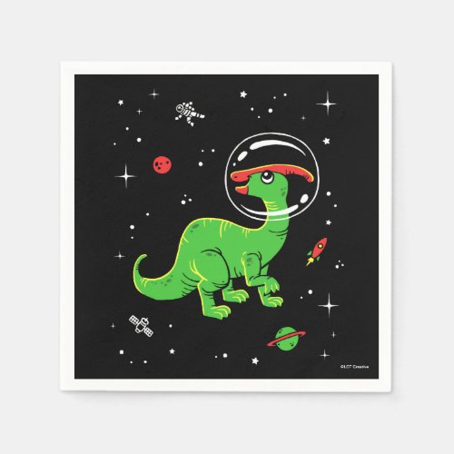 Green And Red Parasaurolophus Dinos In Space Napkins