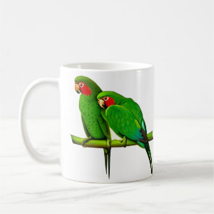 Green and Red Parrot Couple  Coffee Mug