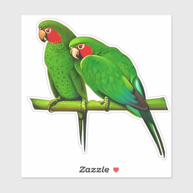 Green and Red Parrot Couple Sticker (Sheet)