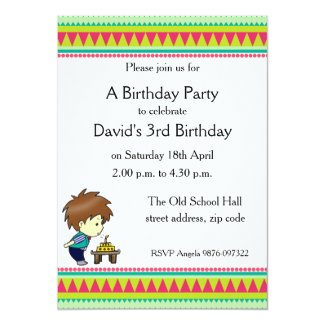 Green and Red Pennant Birthday Invitation for Boys