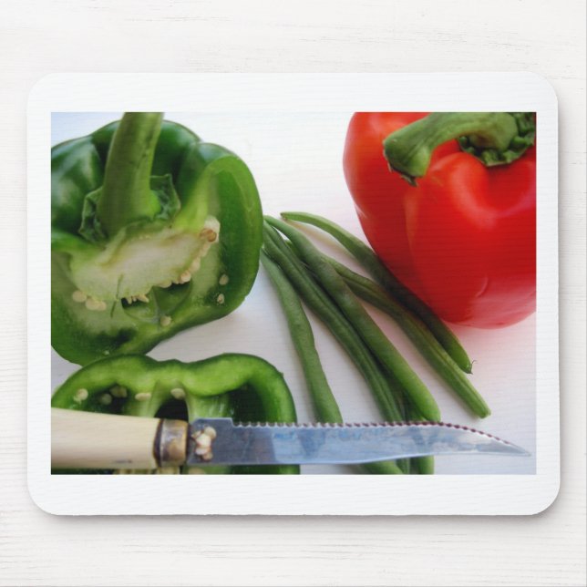 Green and Red Peppers with Beans Mouse Pad (Front)