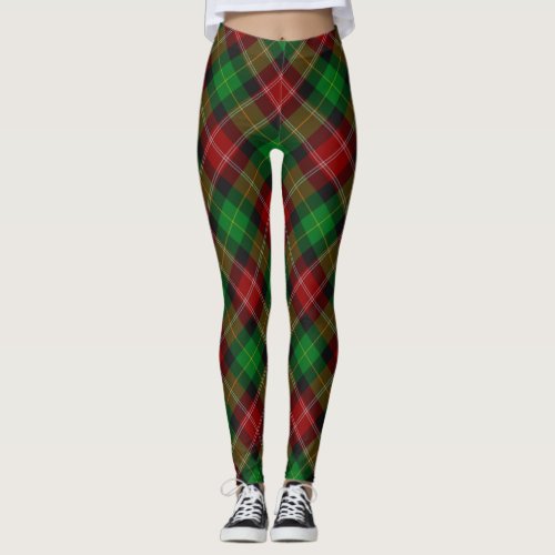 Green and Red Plaid Cheerful Christmas Leggings