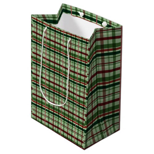 Green and Red Plaid Christmas Medium Gift Bag
