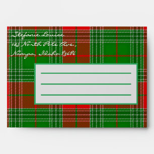 Green and Red Plaid Holiday Envelope
